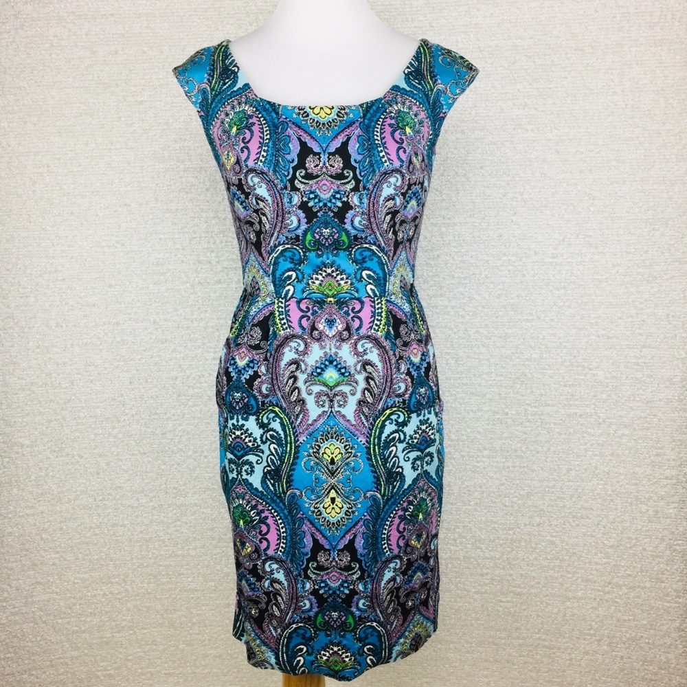 NY&Co Blue/Pink Floral Sheath dress. Size 2
